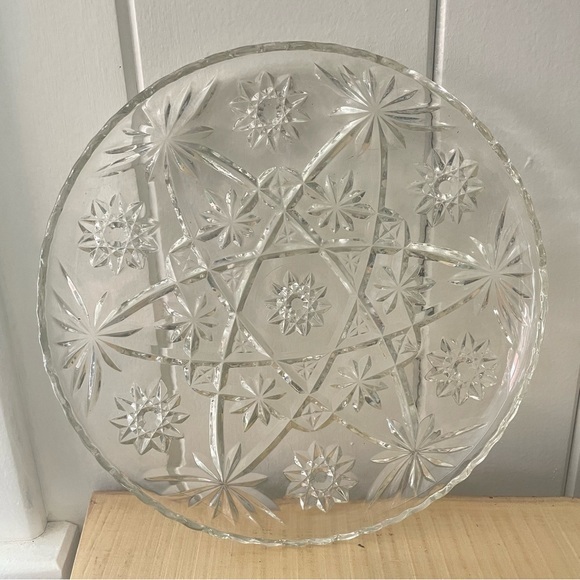 Other - JUST IN Vintage Clear Glass Serving Platter Plate Party Holiday Elegant Heavy